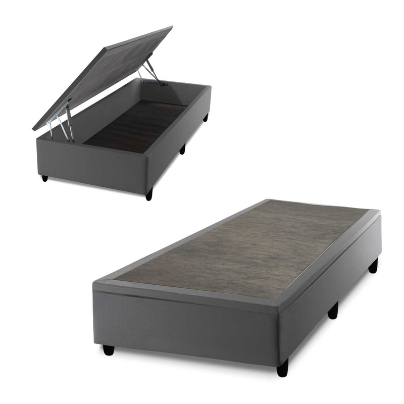 Base Box Baú Cinza Solteiro 96x203x45