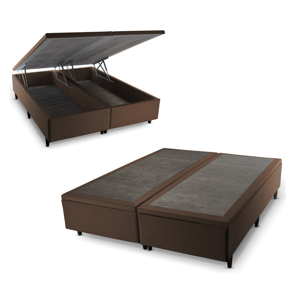 Base Box Baú Marrom Queen Size 158x198x45