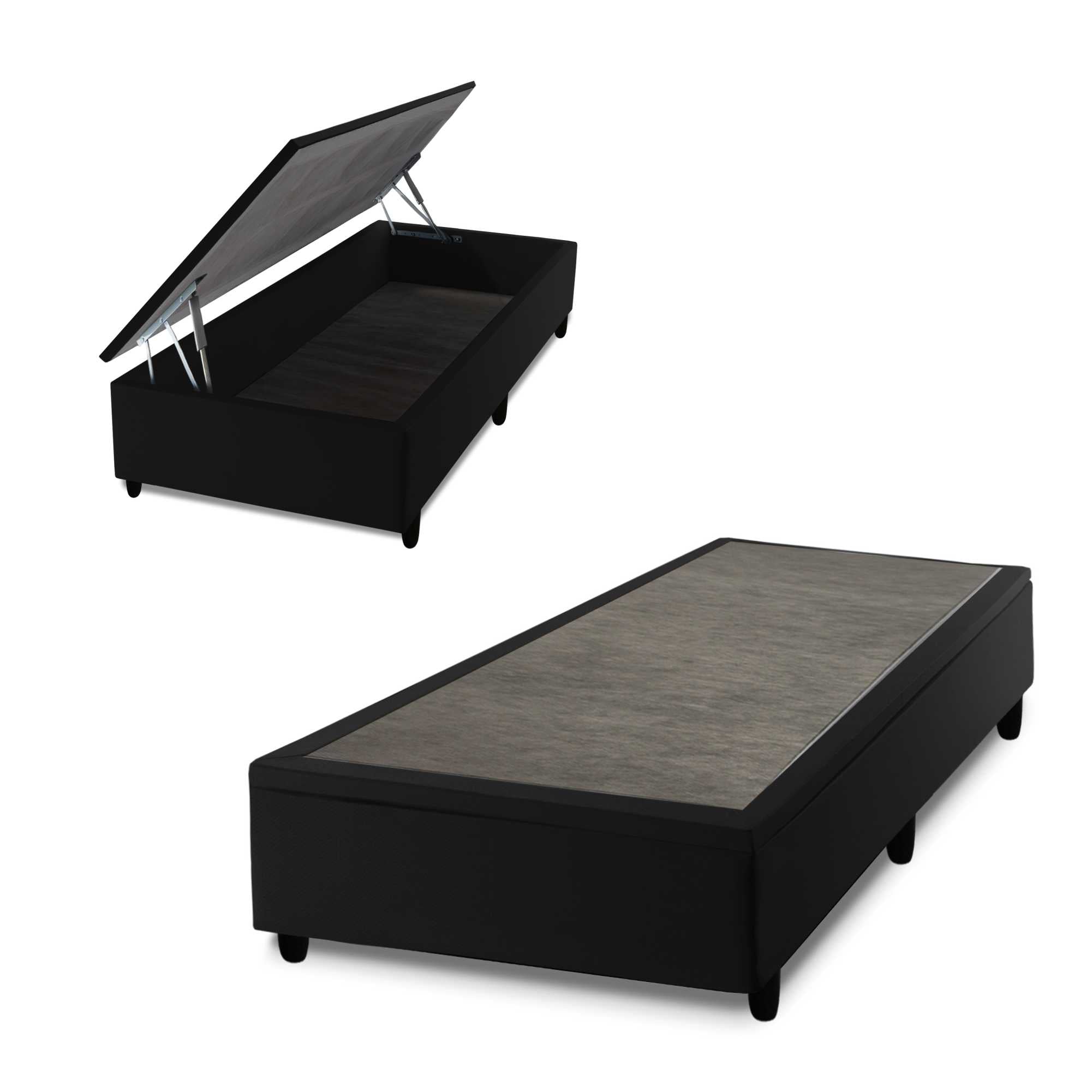 Base Box Baú Preto Solteiro 96x203x45