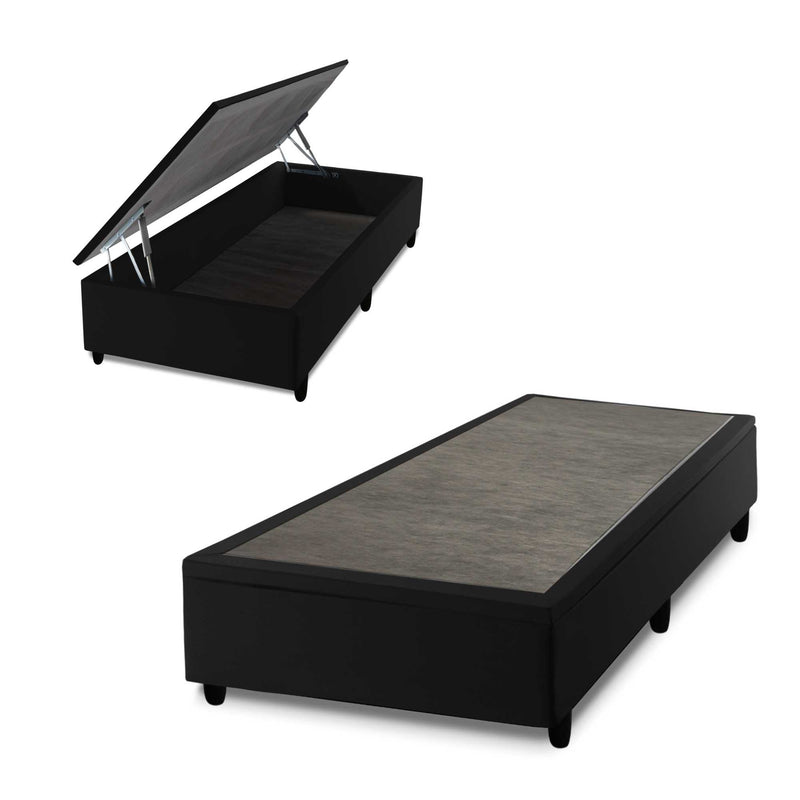 Base Box Baú Preto Solteiro 96x203x45