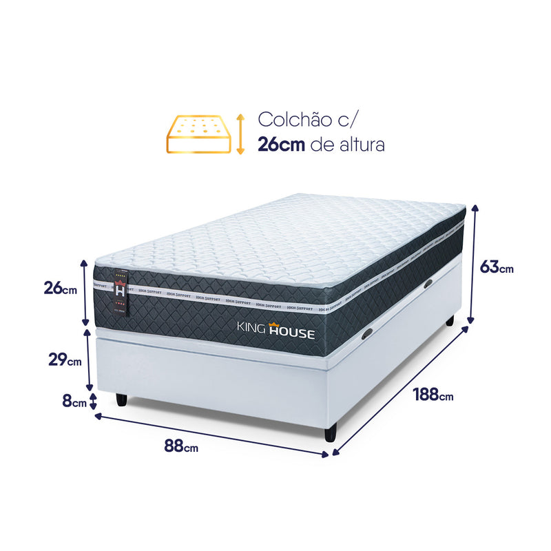 Cama Box Baú Cairo Molas Ensacadas 88x188 Branco King House