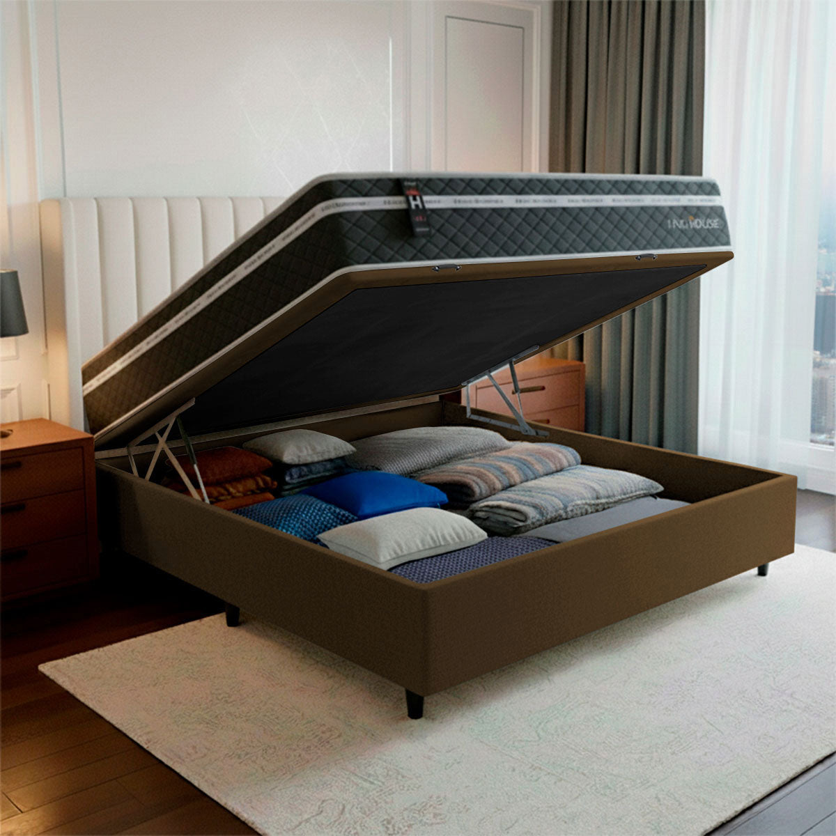 Cama Box Baú Cairo Molas Ensacadas Casal 138x188 King House