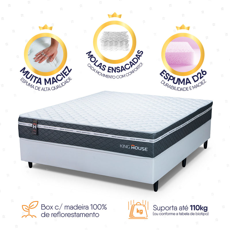 Cama Box Cairo Molas Ensacadas Casal 138x188 King House