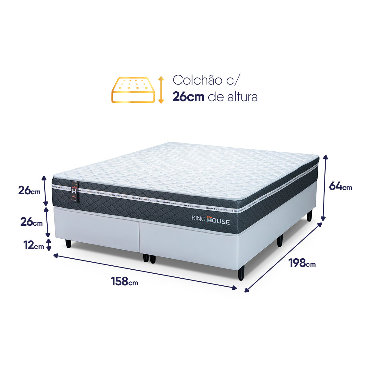 Cama Box Cairo Molas Ensacadas Queen 158x198 King House