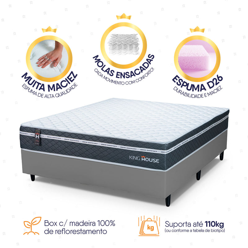 Cama Box Cairo Molas Ensacadas Casal 138x188 King House