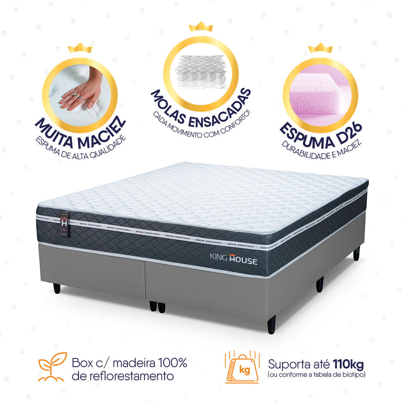 Cama Box Cairo Molas Ensacadas Queen 158x198 King House