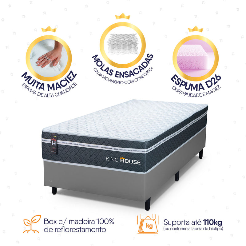 Cama Box Cairo Molas Ensacadas Solteirão 96x203 King House