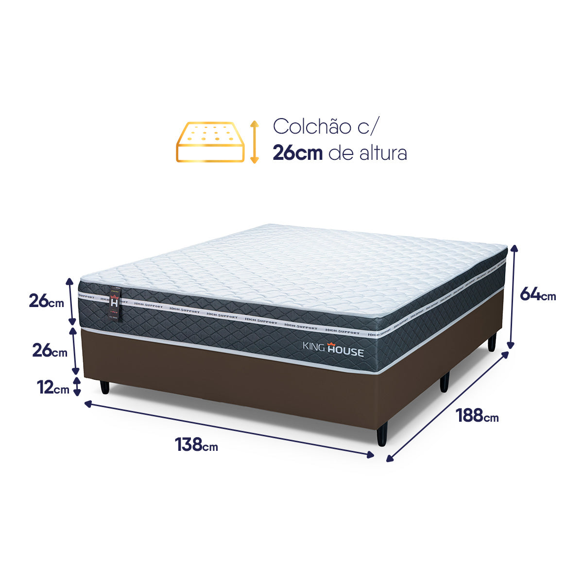 Cama Box Cairo Molas Ensacadas Casal 138x188 King House