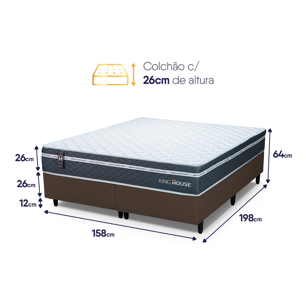 Cama Box Cairo Molas Ensacadas Queen 158x198 King House