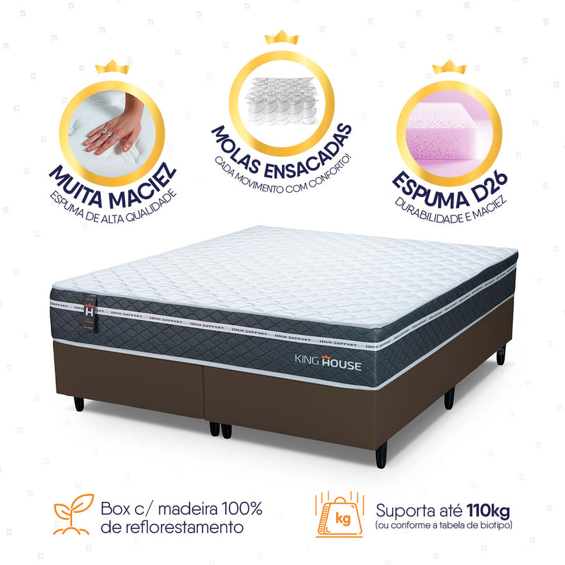Cama Box Cairo Molas Ensacadas Queen 158x198 King House