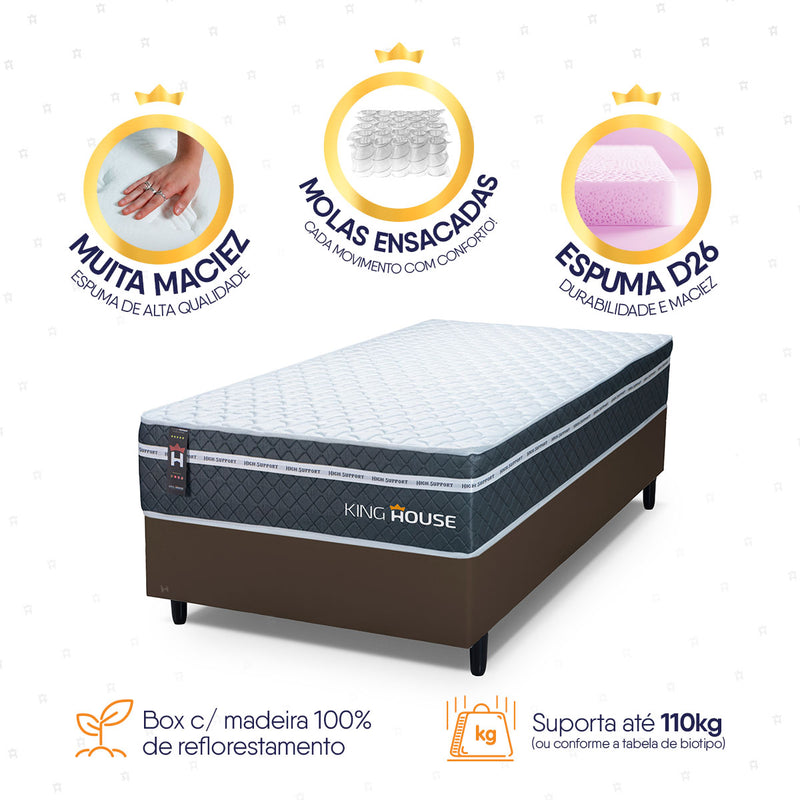 Cama Box Cairo Molas Ensacadas Solteiro 88x188 King House