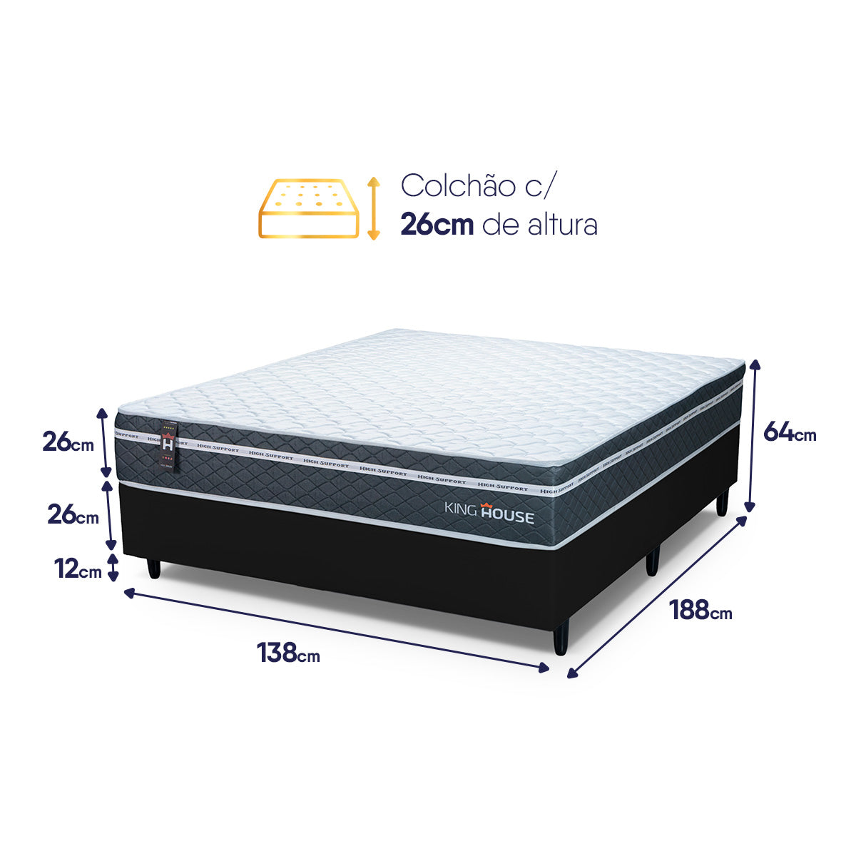 Cama Box Cairo Molas Ensacadas Casal 138x188 King House