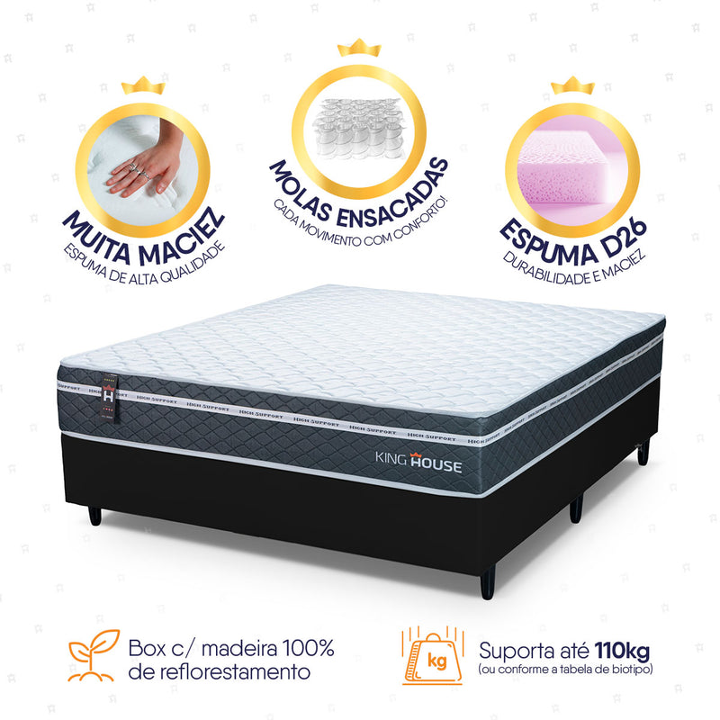 Cama Box Cairo Molas Ensacadas Casal 138x188 King House