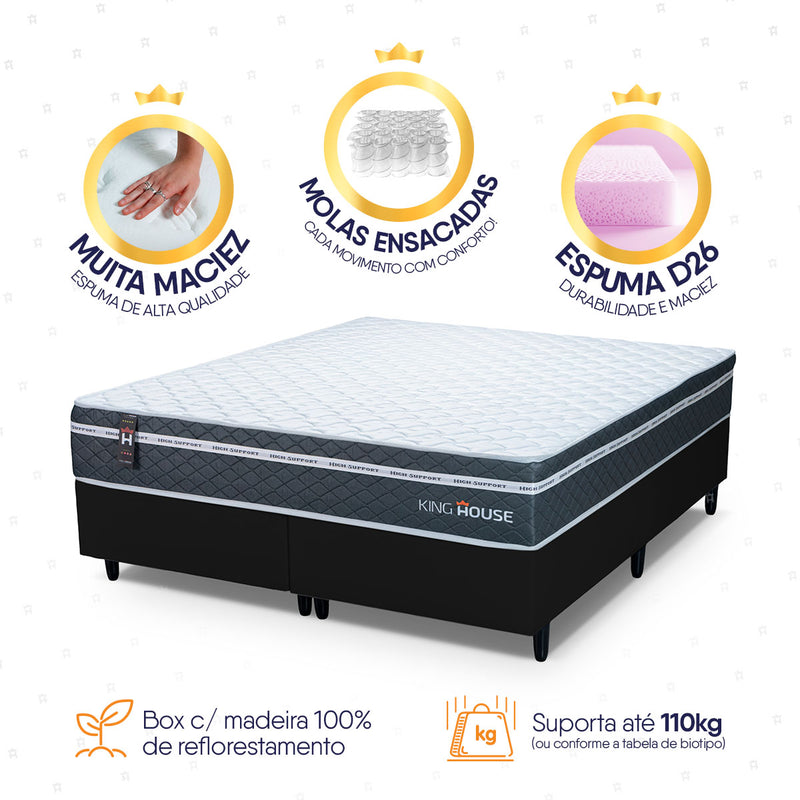 Cama Box Cairo Molas Ensacadas Queen 158x198 King House