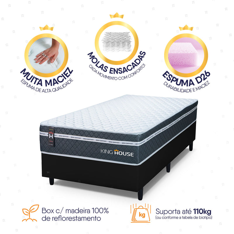 Cama Box Cairo Molas Ensacadas Solteirão 96x203 King House