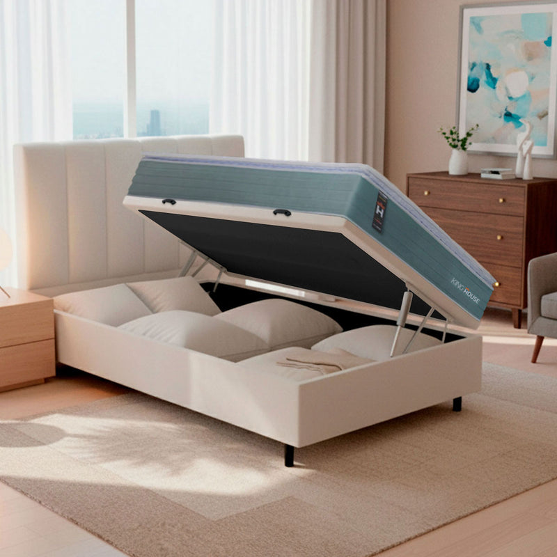 Cama Box Baú Lagos Molas Ensacadas 88x188 Branco King House