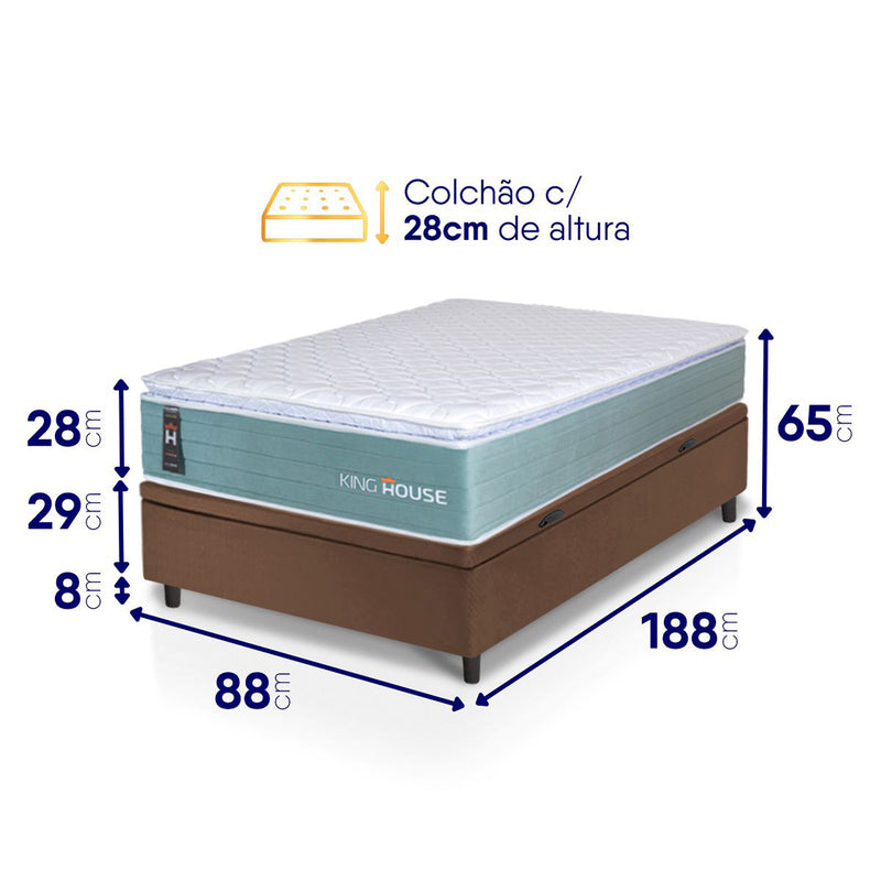 Cama Box Baú Lagos Molas Ensacadas 88x188 Marrom King House