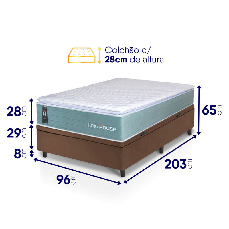 Cama Box Baú Lagos Molas Ensacadas 96x203 Marrom King House
