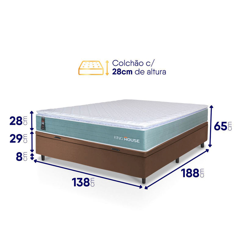 Cama Box Baú Lagos Molas Ensacadas Casal 138x188 King House