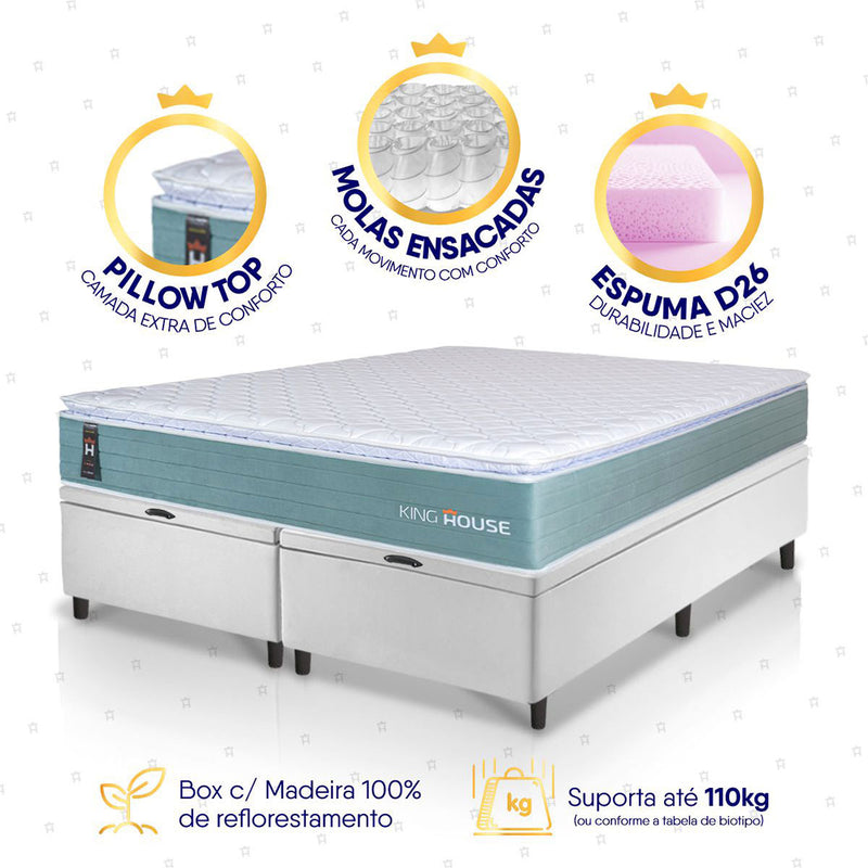 Cama Box Baú Lagos Molas Ensacadas King 193x203 King House