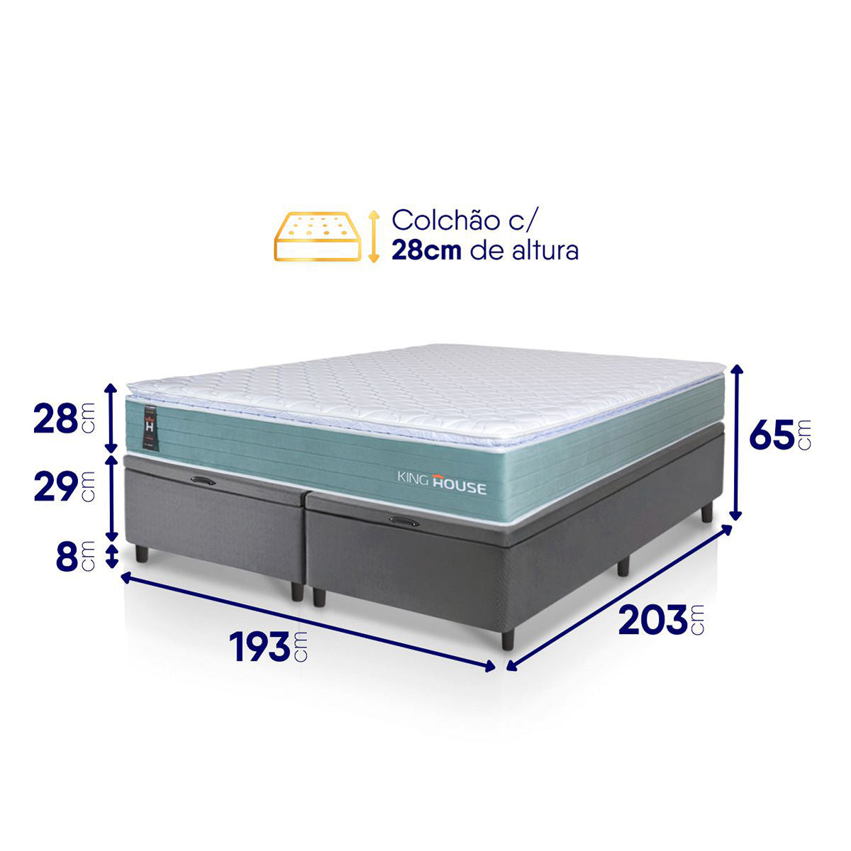 Cama Box Baú Lagos Molas Ensacadas King 193x203 King House