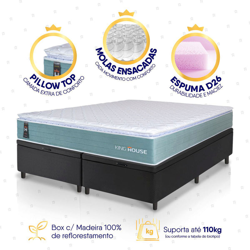 Cama Box Baú Lagos Molas Ensacadas King 193x203 King House