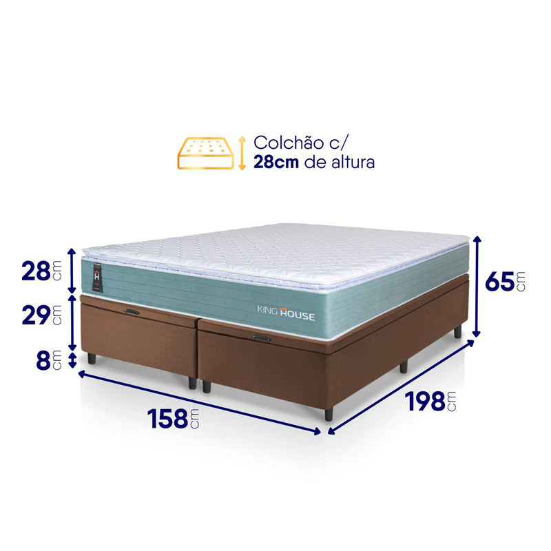Cama Box Baú Lagos Molas Ensacadas Queen 158x198 King House