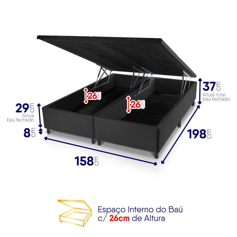Cama Box Baú Lagos Molas Ensacadas Queen 158x198 King House