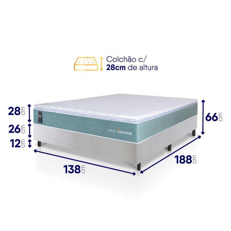 Cama Box Lagos Molas Ensacadas Casal 138x188 King House