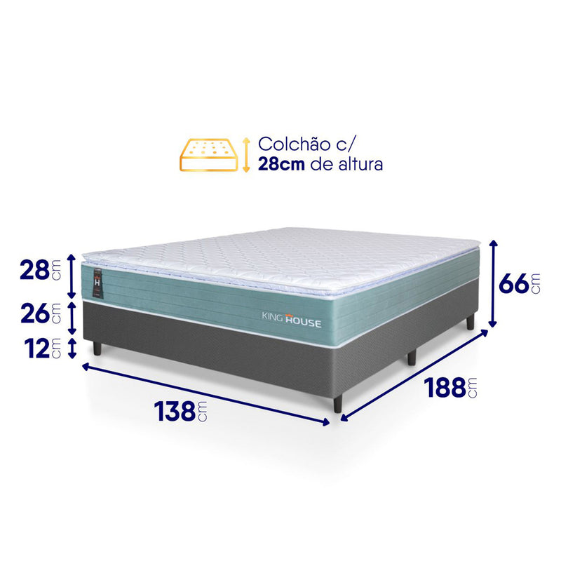 Cama Box Lagos Molas Ensacadas Casal 138x188 King House