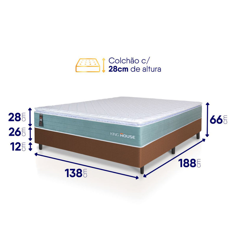 Cama Box Lagos Molas Ensacadas Casal 138x188 King House
