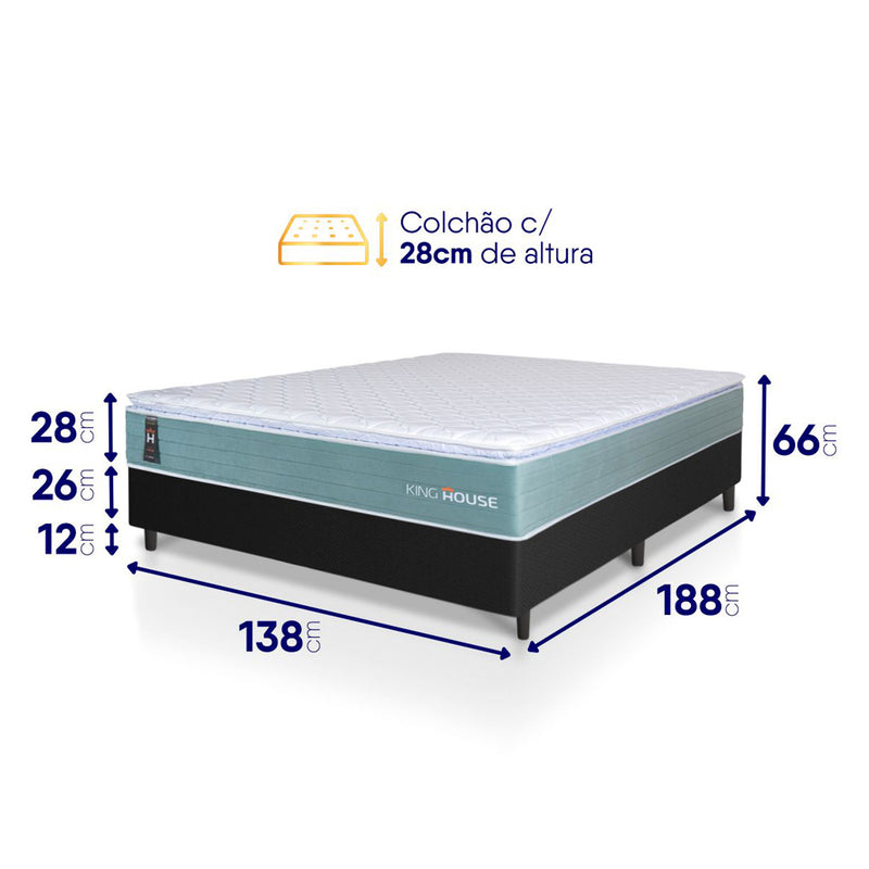 Cama Box Lagos Molas Ensacadas Casal 138x188 King House