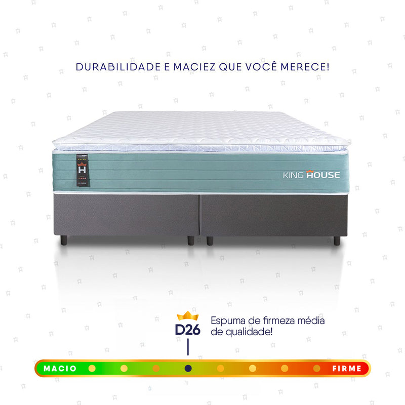 Cama Box Lagos Molas Ensacadas King 193x203 Cinza King House