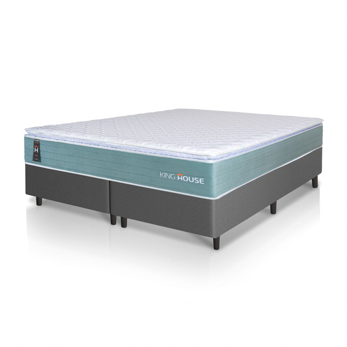 Cama Box Lagos Molas Ensacadas King 193x203 Cinza King House