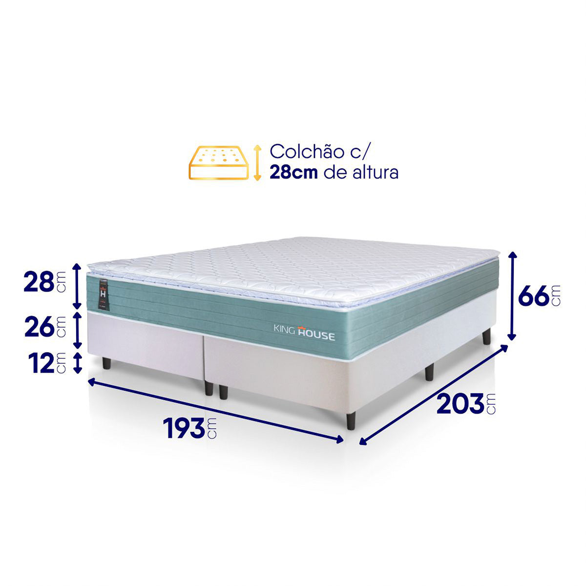 Cama Box Lagos Molas Ensacadas King 193x203 King House