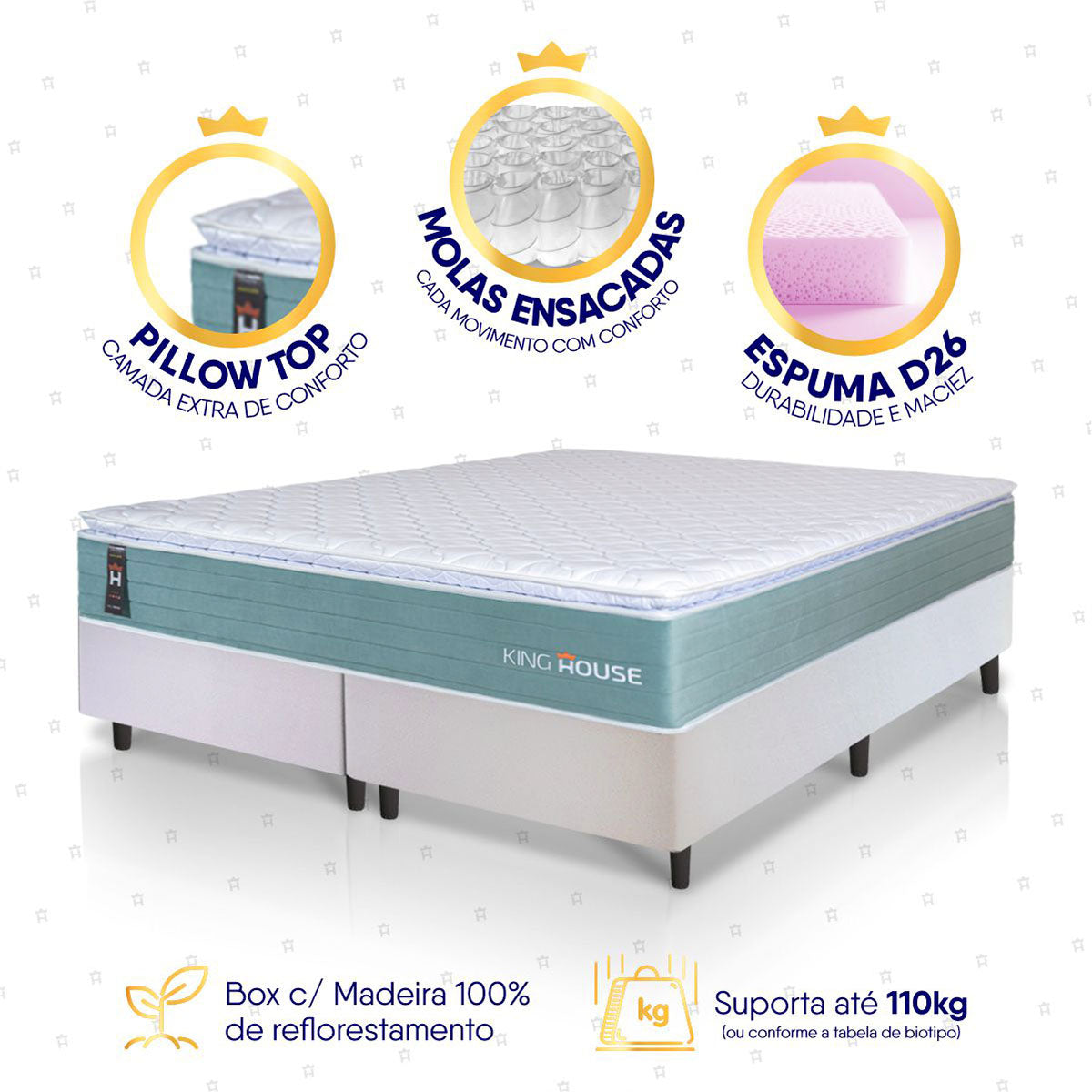 Cama Box Lagos Molas Ensacadas King 193x203 King House