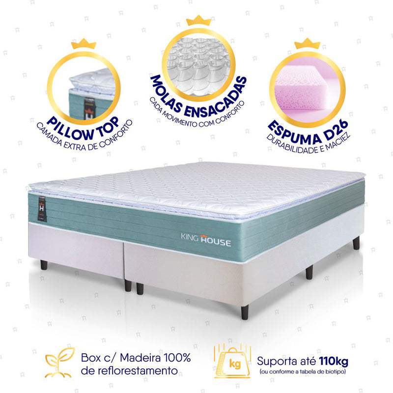 Cama Box Lagos Molas Ensacadas Queen 158x198 King House