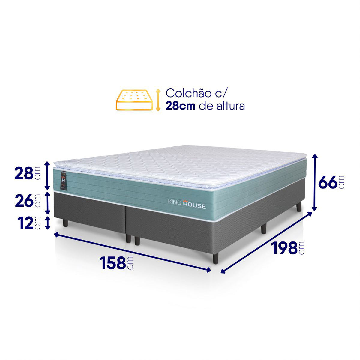 Cama Box Lagos Molas Ensacadas Queen 158x198 King House