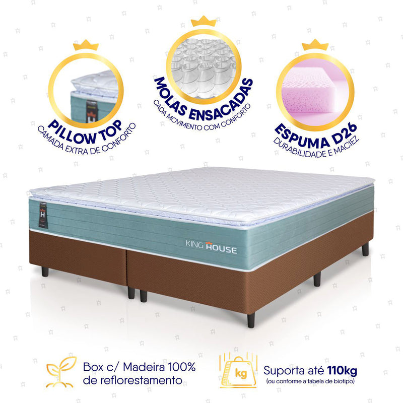 Cama Box Lagos Molas Ensacadas Queen 158x198 King House