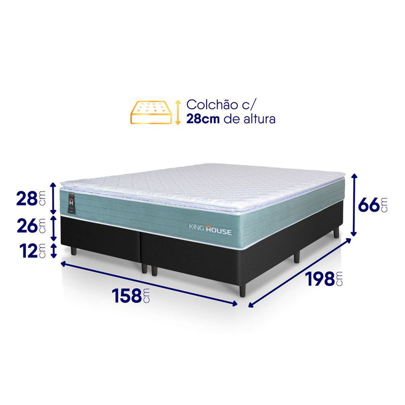 Cama Box Lagos Molas Ensacadas Queen 158x198 King House