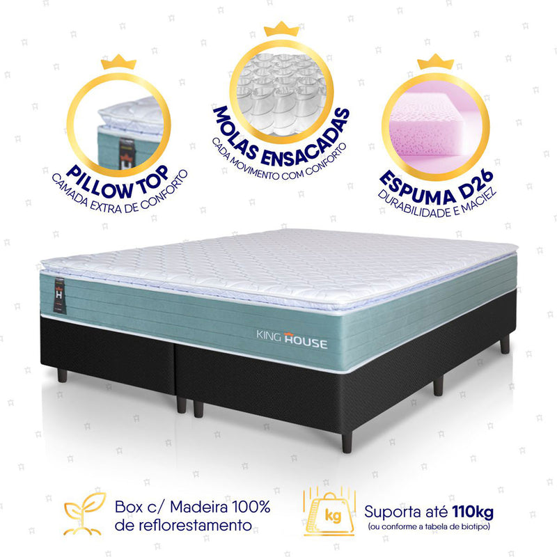 Cama Box Lagos Molas Ensacadas Queen 158x198 King House