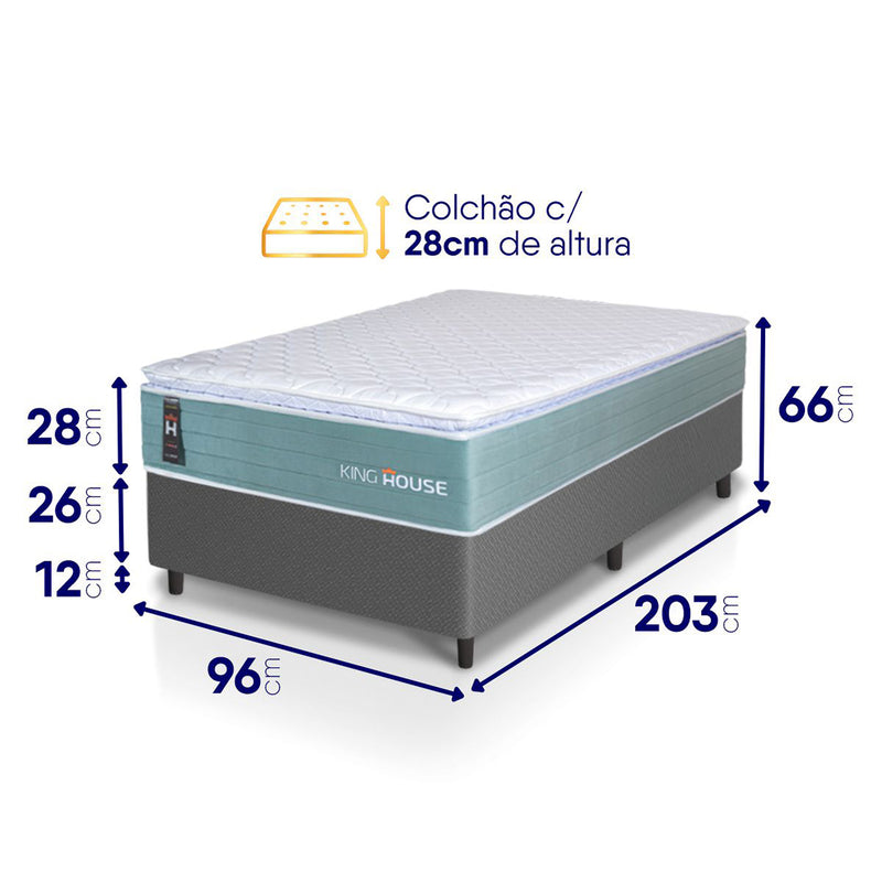 Cama Box Lagos Molas Ensacadas Solteirão 96x203 King House