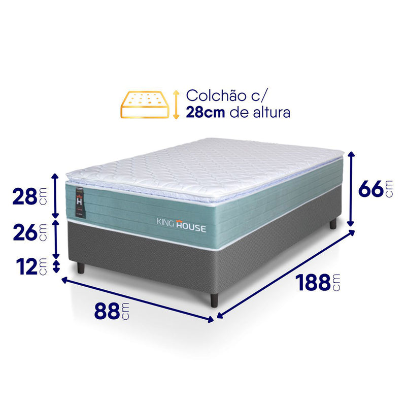 Cama Box Lagos Molas Ensacadas Solteiro 88x188 King House
