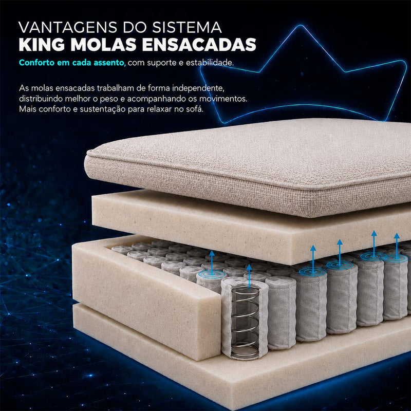 Sofá Cama Chegada Molas Ensacadas á Vácuo 2 Lugares 1,80m Veludo Cotelê Cinza Grafite