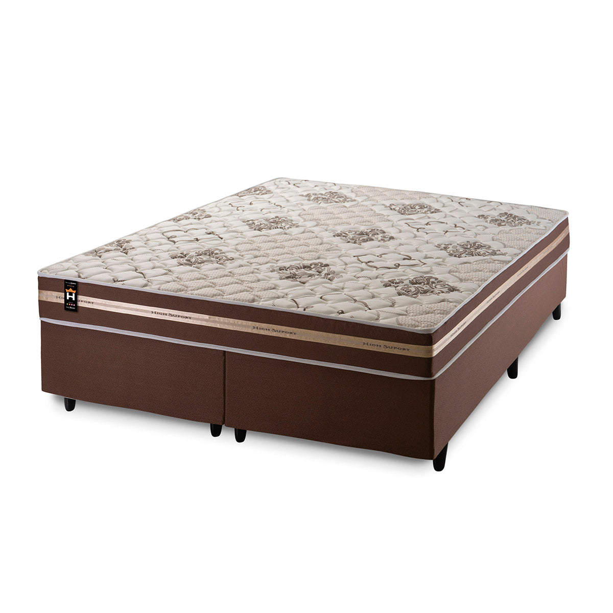 Cama Box Chicago Espuma Queen 158x198 Marrom King House