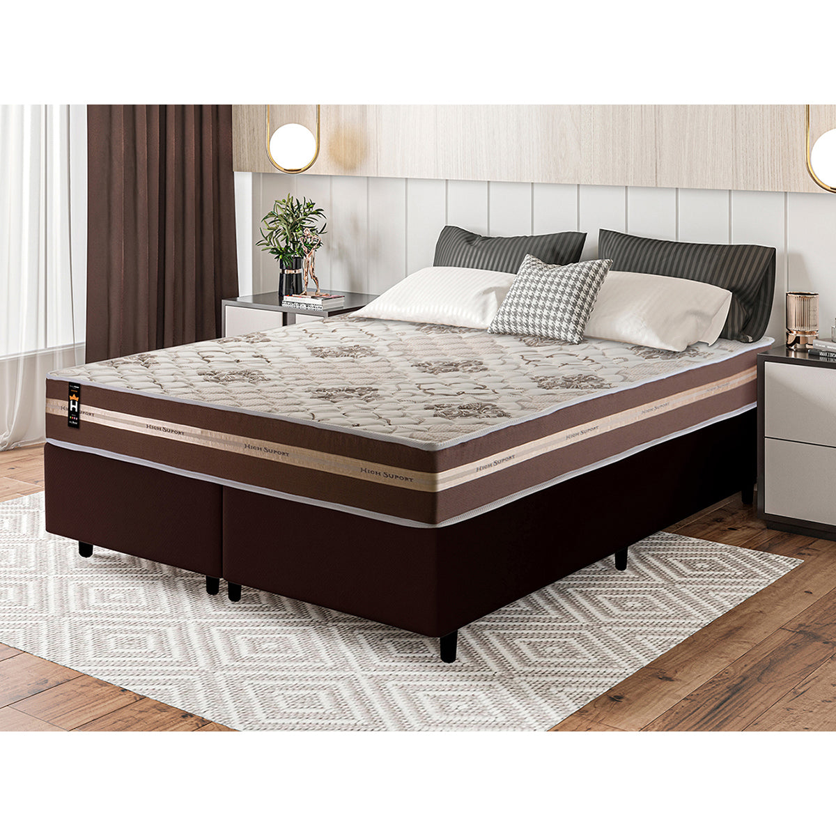 Cama Box Chicago Espuma King 193x203 Marrom King House