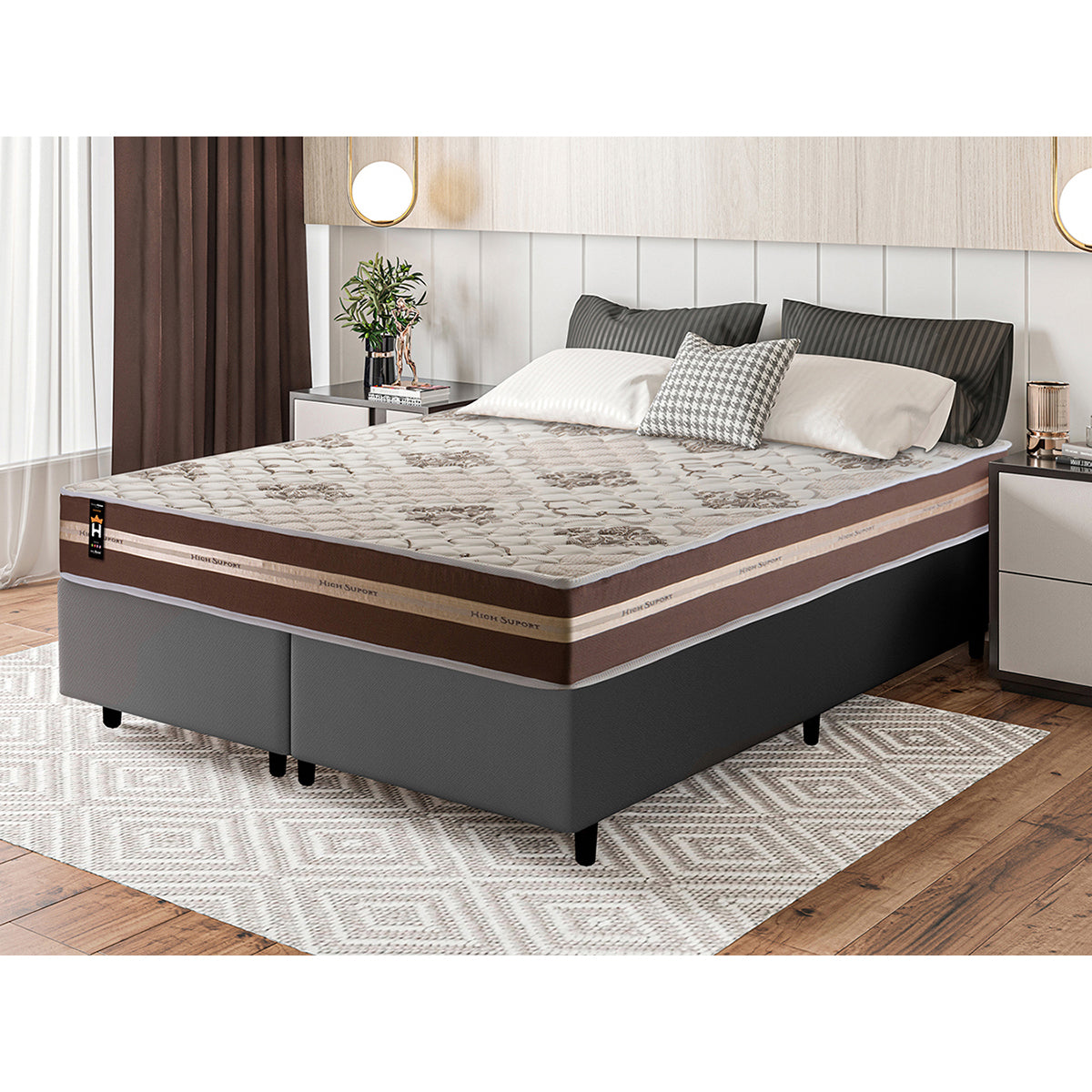 Cama Box Chicago Espuma King 193x203 Marrom King House
