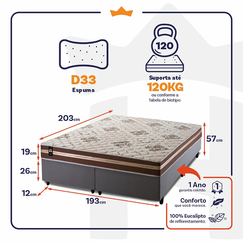 Cama Box Chicago Espuma King 193x203 Marrom King House