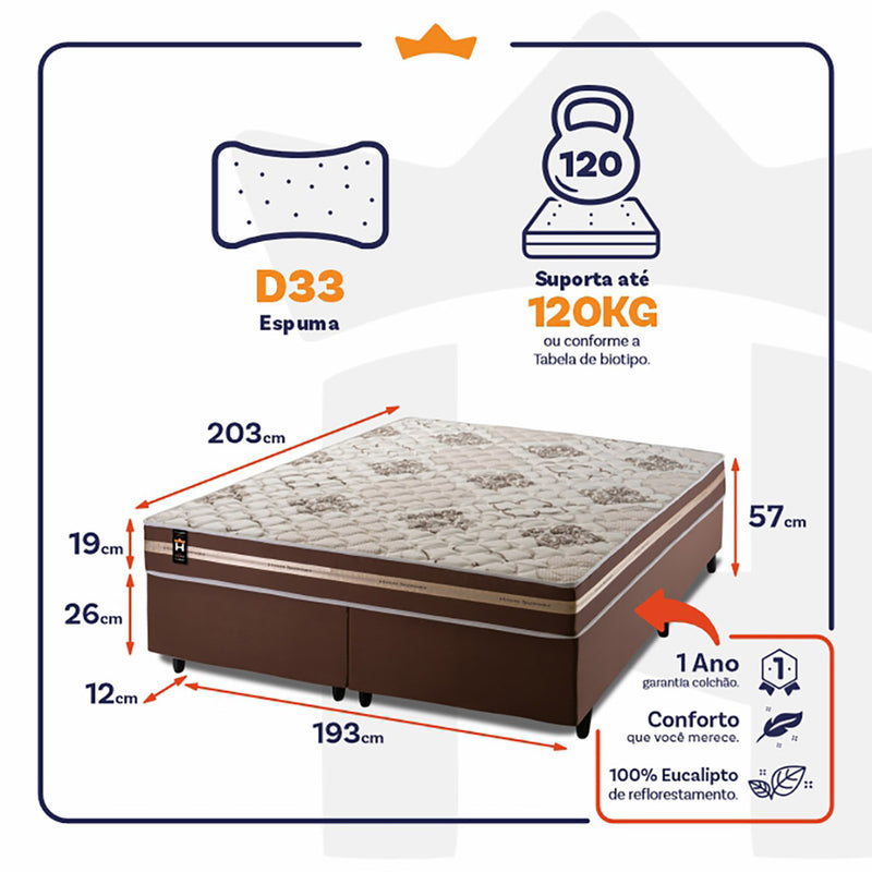 Cama Box Chicago Espuma King 193x203 Marrom King House