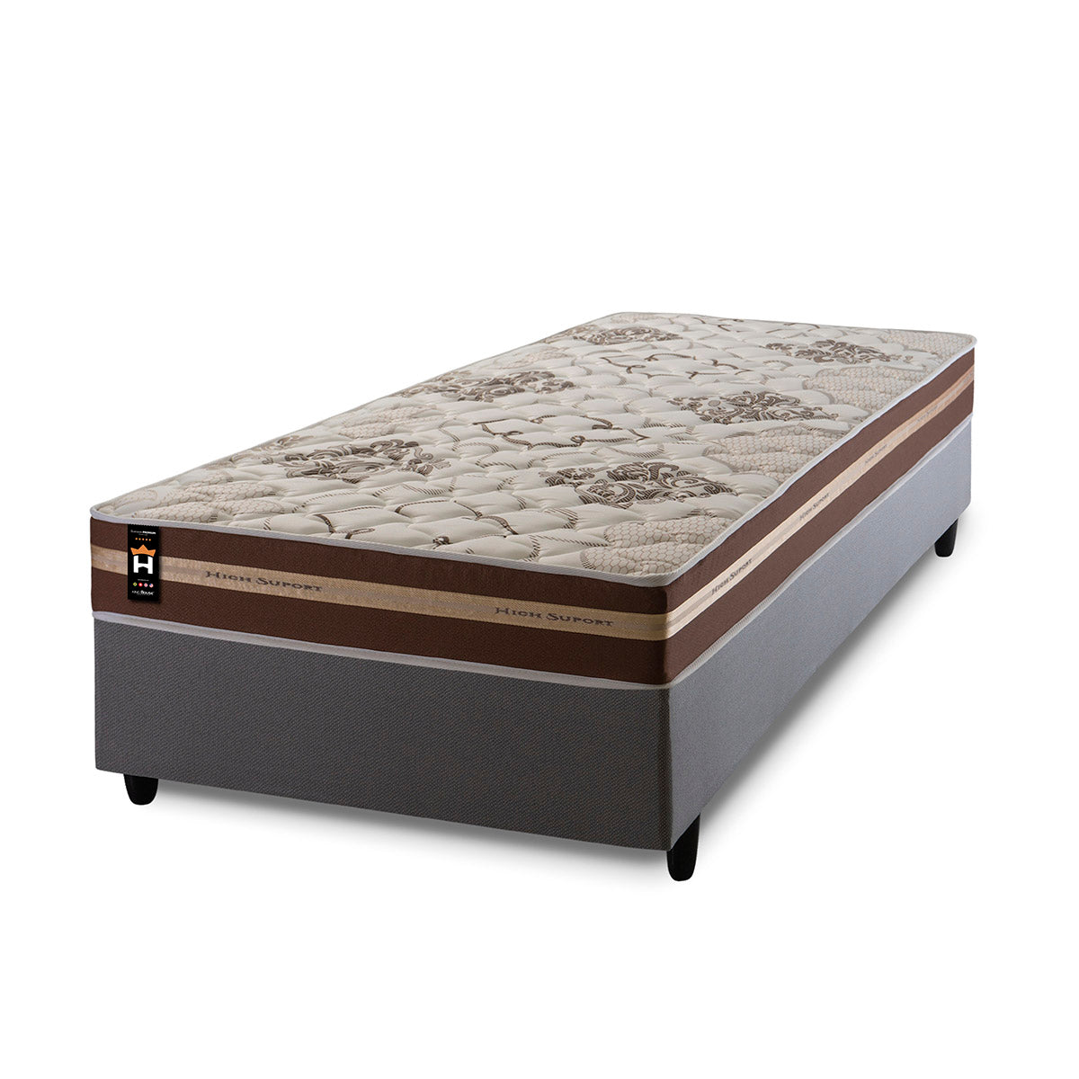 Cama Box Espuma Chicago Solteiro 88x188 Cinza King House